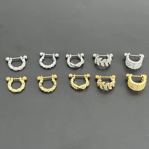 Edelstahl Knorpel Helix Stecker Piercing Ohrring Geometrisch Strass Ohrklemme Barbell Piercing Körperschmuck Für Damen Herren