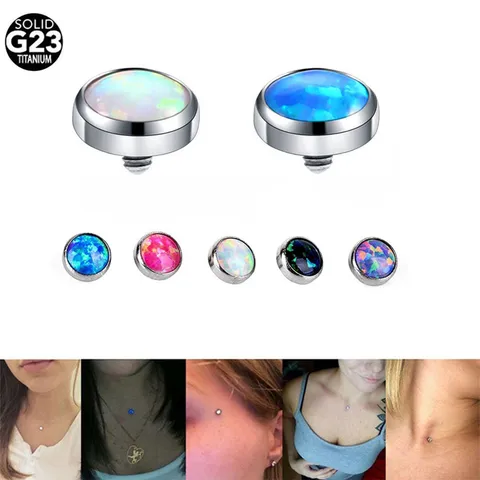 G23 Titanium Opal Dermal Anchor Top Internally Threaded Body Piercing Jewelry DIY Skin Diver Accessory For Women Men