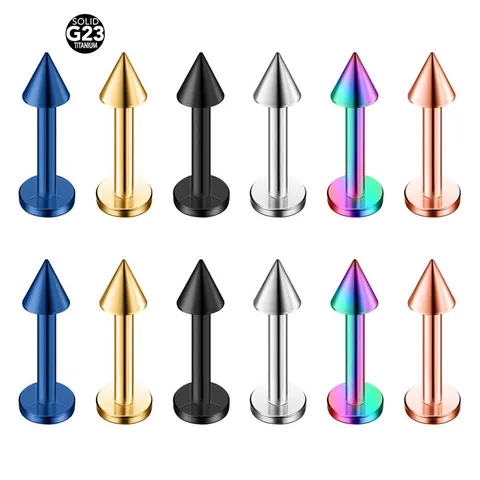 Minimalist G23 Titanium Labret Stud Cartilage Piercing Jewelry Ball Cone Top Lip Rings For Women Men Body Jewelry