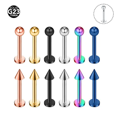 Minimalist G23 Titanium Labret Stud Cartilage Piercing Jewelry Ball Cone Top Lip Rings For Women Men Body Jewelry