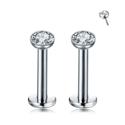 G23 Titan Threadless Labret Piercing Schmuck Strass Lippenstecker Knorpel Tragus Ohrring Unisex Körperschmuck