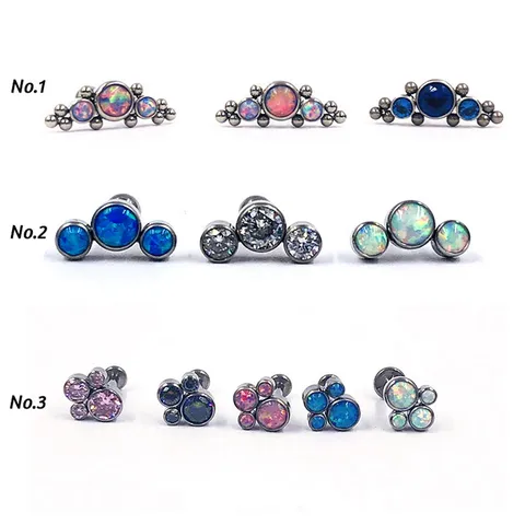 F136 Titanlegierung Opal Blume Labret Stecker Katzenpfote Piercing Schmuck Für Lippe Ohrknochen Ohrring Schmuck