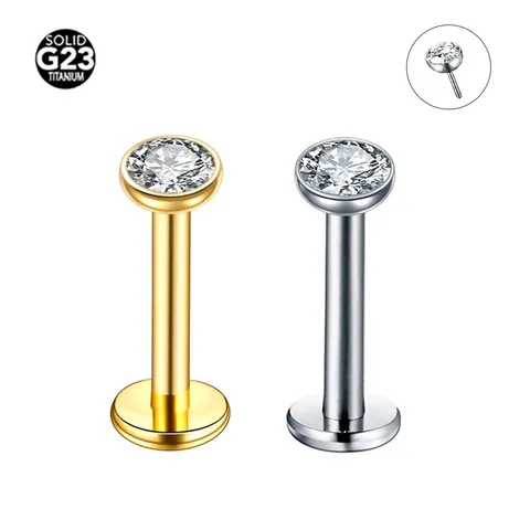 G23 Titan Threadless Labret Piercing Schmuck Strass Lippenstecker Knorpel Tragus Ohrring Unisex Körperschmuck