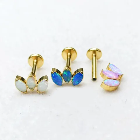 G23 Titanium Alloy Marquise Crown Labret Stud Body Piercing Rhinestone Marquise Lip Stud Nose Ring Cartilage Earring For Women Men