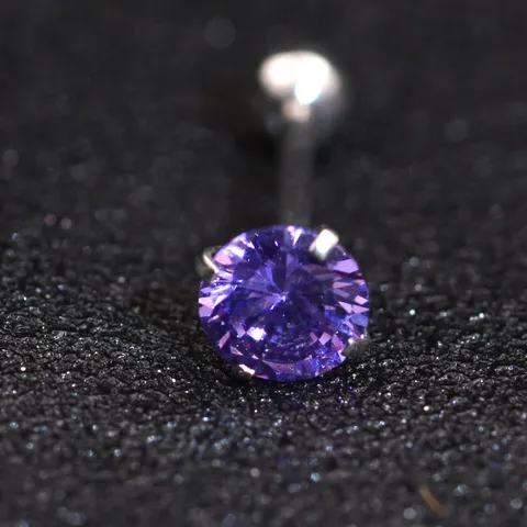 316L Stainless Steel Prong-Set Zirconia Tongue Ring Round Body Piercing Jewelry Stud For Unisex