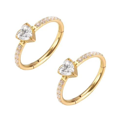 316L Stainless Steel Hinged Segment Nose Ring Zirconia Inlaid 14G Septum Clicker Piercing Geometric Body Jewelry For Unisex