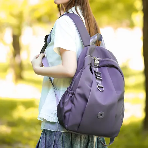 Casual Nylon Backpack Lightweight Travel Daypack Multi Pocket Water Resistant School Bookbag For Women Teens