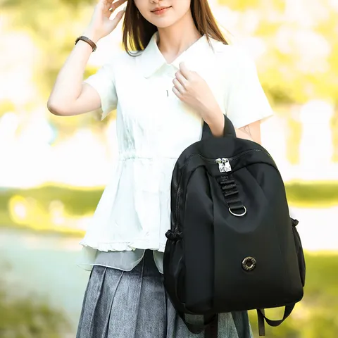 Casual Nylon Backpack Lightweight Travel Daypack Multi Pocket Water Resistant School Bookbag For Women Teens