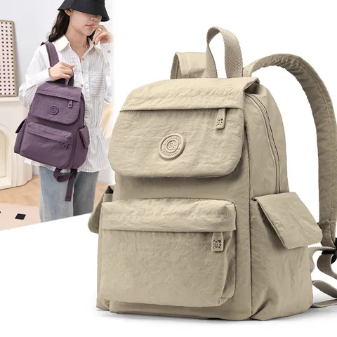 Women Large Capacity Nylon Backpack Casual Student School Bag Travel Daypack Fashion Minimalist Bookbag
