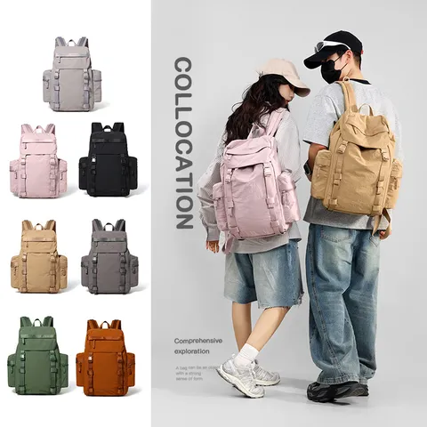 Casual Waterproof Nylon Backpack Large Capacity Urban Minimalist Travel School Commuter Bag For Men And Women