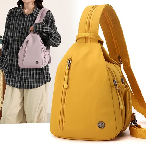 Women's Casual Nylon Chest Bag Multi-Layer Large Capacity Crossbody Backpack Fashion Minimalist Daily Travel Shoulder Bag