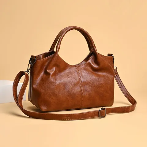 Women Large Capacity Tote Bag Soft PU Leather Shoulder Crossbody Bag Casual Urban Commuter Handbag Ladies Top Handle Bag