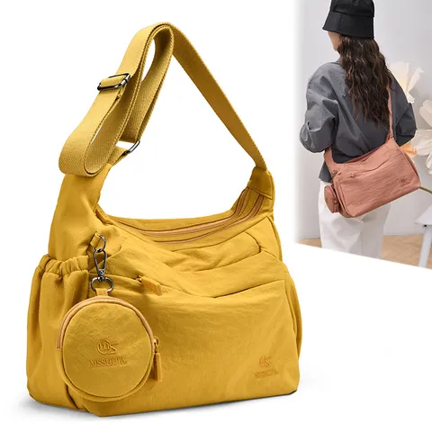 Large Capacity Nylon Tote Bag Casual Commuting Underarm Shoulder Bag With Small Pouch Fashion Women Handbag
