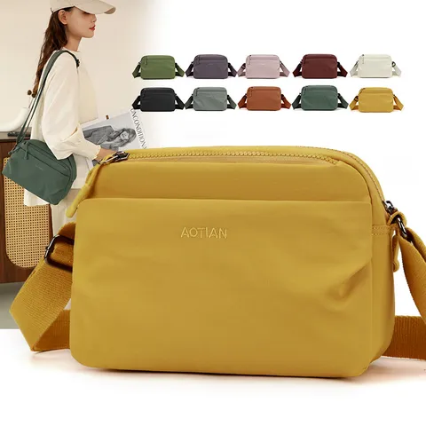 Women Casual Nylon Crossbody Bag Lightweight Waterproof Daily Shoulder Bag Multi Pocket Travel Handbag