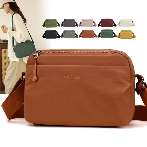 Women Casual Nylon Crossbody Bag Lightweight Waterproof Daily Shoulder Bag Multi Pocket Travel Handbag