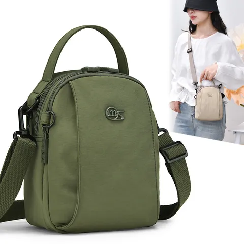 Women's Casual Nylon Crossbody Bag Lightweight Multi-Pocket Shoulder Bag Simple Trendy Small Square Handbag Daily Commute
