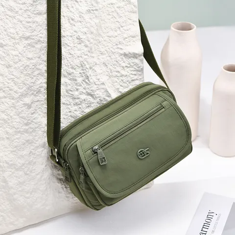 Women Fashion Nylon Crossbody Bag Multi Pocket Casual Shoulder Bag Lightweight Large Capacity Daily Handbag