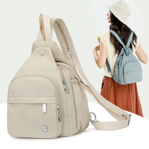 Women Lightweight Nylon Casual Backpack Multi Functional Crossbody Chest Bag Travel Daypack Fashion Day Pack