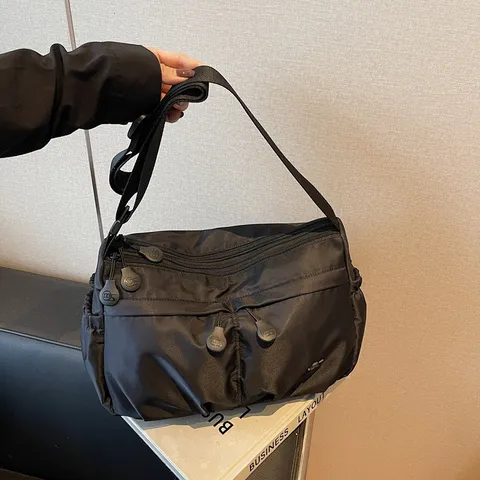 Sac Bandoulière Casual en Nylon Grande Capacité Sac Crossbody Multi Poches Sac à Main de Voyage pour Femmes