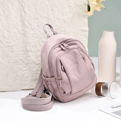 Women Casual Waterproof Nylon Backpack Small Lightweight Daily School Bookbag Travel Daypack Fashion Solid Color Bag