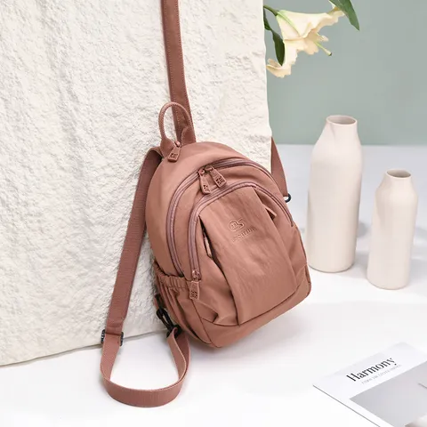 Women Casual Waterproof Nylon Backpack Small Lightweight Daily School Bookbag Travel Daypack Fashion Solid Color Bag