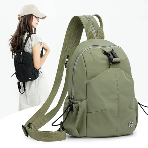 Lightweight Casual Nylon Backpack For Women Large Capacity Travel Bookbag Solid Color Daily Daypack