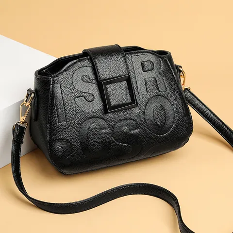 Femme Mode PU Cuir Épaule Bandoulière Sac Lettre Gaufrée Décontracté Petit Carré Sac Dames Quotidien Sac à Main