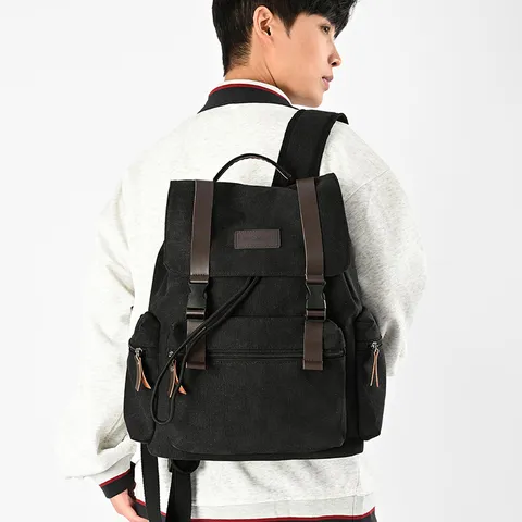 Sac à Dos en Toile Grande Capacité Décontracté Unisexe Voyage Cartable Résistant à l'Usure Sac d'Ordinateur pour Trajet Quotidien