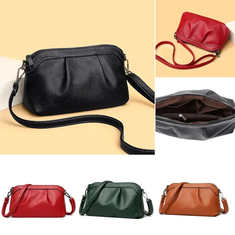 Femme Mode PU Cuir Sac Bandoulière Décontracté Plissé Sac à Épaule Couleurunie Simple Sac Quotidien Avec Sangle Réglable