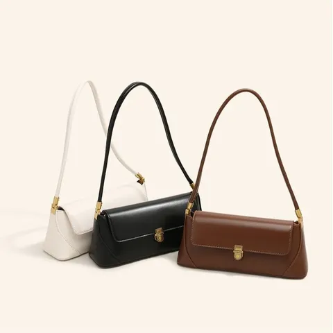 Sac Bandoulière Décontracté en Cuir PU pour Femmes Couleur Unie Sac à Épaule Simple Mode Sac à Main Quotidien Élégant Portefeuille Féminin