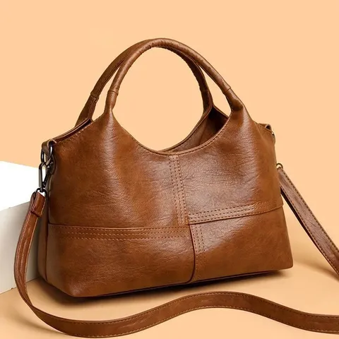 Sac Bandoulière Femme en Cuir PU Vintage Décontracté Grande Capacité Cabas Élégant Quotidien