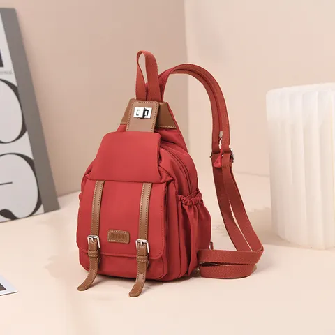 Femmes Vintage Nylon Décontracté Sac à Dos Grande Capacité Léger Sac Messager Sac Poitrine Multi-Voie Voyage Sac à Main