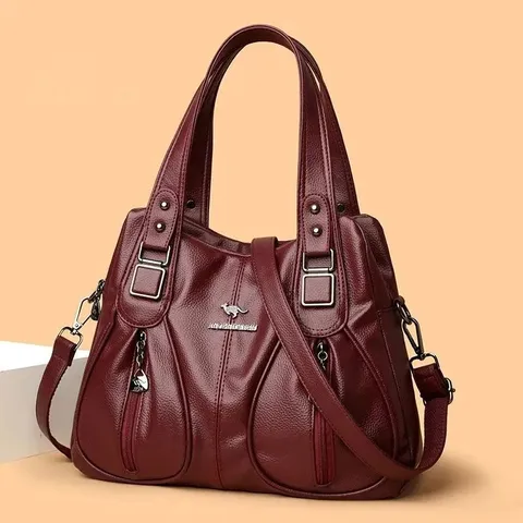 Sac à Bandoulière en Cuir PU Souple pour Femmes Grande Capacité Sac à Main Casual Sous les Aisselles Vintage Sac Cabas Quotidien