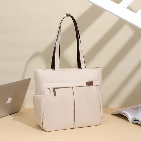 Femmes Grande Capacité Tissu Oxford Cabas Mode Décontracté Trajet Sac Bandoulière Léger Multi Poches Sac à Main