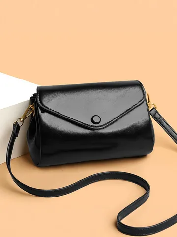 Sac Carré en Cuir PU Vintage pour Femmes Sac Bandoulière Couleur Unie Décontracté Rétro Chic Sac à Main