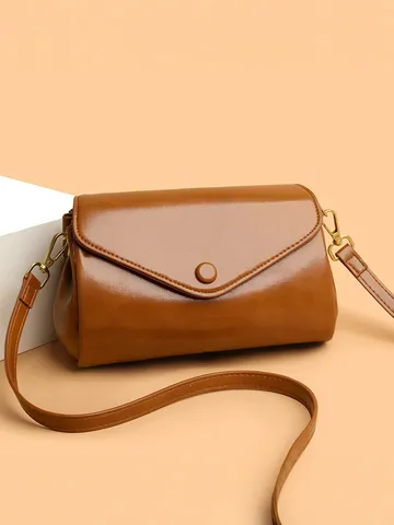 Sac Carré en Cuir PU Vintage pour Femmes Sac Bandoulière Couleur Unie Décontracté Rétro Chic Sac à Main