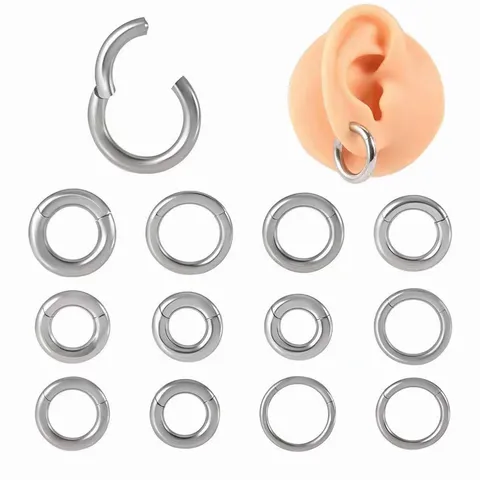 Minimalist Titanium Steel Seamless Nose Ring Hoop For Universal Body Piercing Lip Ring Ear Cartilage Helix Hoop Earring Silver