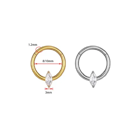Anello per Labbra in Lega di Titanio con Strass Orecchino Anello per Setto Nasale Piercing Gioielli per il Corpo Unisex