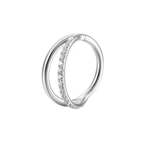 G23 Titanium Dubbellaagse Naadloze Neusring Met Zirconia Inlay Piercing Sieraden Voor Mannen Vrouwen Europese Mode Lichaamssieraden