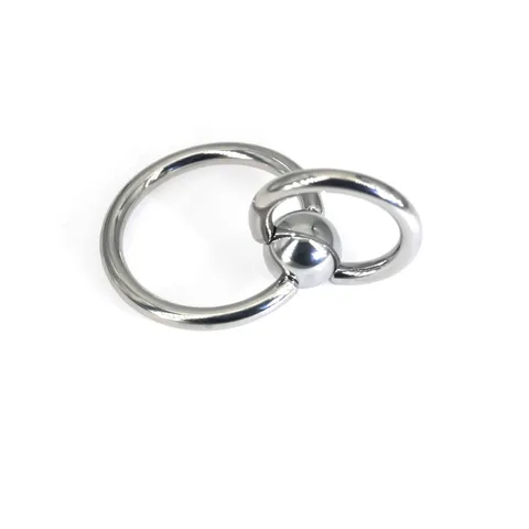Titanium Steel Double Loop Captive Bead Ring For Men Polished Body Piercing Jewelry Silver Large Diameter Captive Ring Body Jewelry