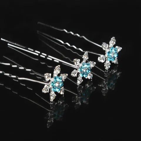 316L Stainless Steel Snowflake Flower U-Shaped Hair Pins Bridal Wedding Hair Jewelry Zirconia Crystal Hair Accessories For Women Elegant Headpiece