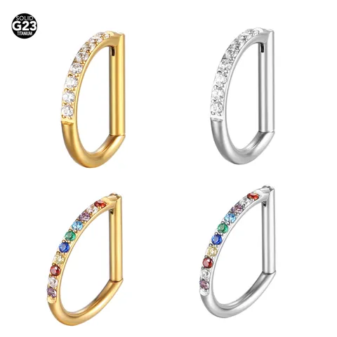 Anello al Naso a Forma di D in Lega di Titanio Gioiello Piercing in Titanio G23 Zirconia per Uomo Donna Orecchino a Cerchio