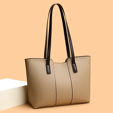Sac Cabas en Cuir PU Grande Capacité pour Femmes Mode Minimaliste Sac à Bandoulière Décontracté Sac à Main