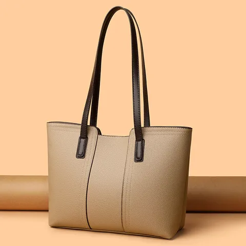 Sac Cabas en Cuir PU Grande Capacité pour Femmes Mode Minimaliste Sac à Bandoulière Décontracté Sac à Main