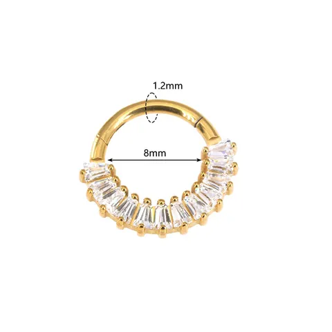 Titanium Alloy Rhinestone Nose Ring Marquise Septum Clicker Geometric Body Piercing Hoop Jewelry For Women Men Punk Accessory