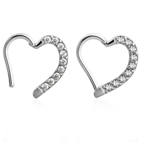 Pendientes de Cartílago de Corazón de Acero Inoxidable 316L con Strass Clips de Oreja Geométricos Joyería Minimalista Unisex