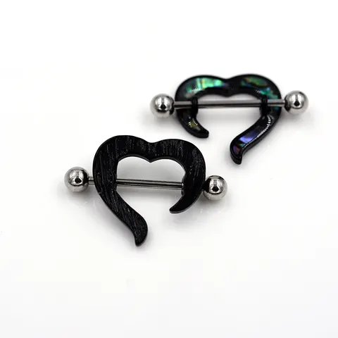 316L Stainless Steel Shell Flower Cat Heart Nipple Rings 14G Piercing Jewelry Alloy Inlaid Nipple Studs For Women Men