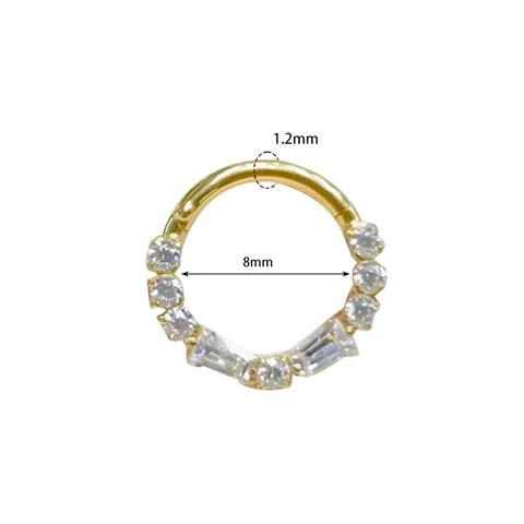 Aro de Nariz de Titanio F136 Borla Circonia Bisagra Segmento Pendiente Cartílago Hélix Septum Piercing Joyas Strass Cuerpo