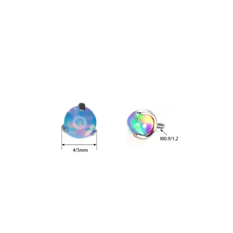 G23 Titanium Alloy Aurora Jelly Opal Piercing Head Internally Threaded Stud Lip Ear Bone Tongue Piercing Accessory Replacement Top