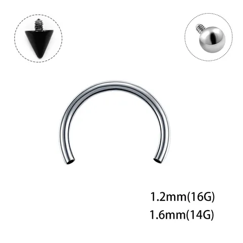 Solid G23 Titanium Horseshoe Piercing Ring Internal Thread U Shape Circular Barbell Accessory For Unisex Body Piercing Jewelry Replacement
